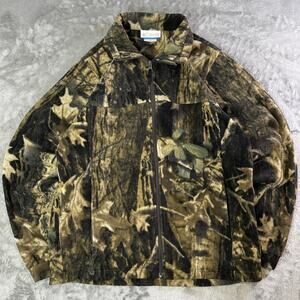 Columbia Camo Fleece Jacket Full Zip Hunting Mossy Oak Style 18/20 Youth